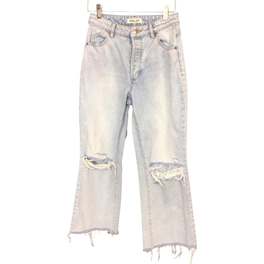 ROLLA'S Women's Light Blue Ripped Flare Jeans